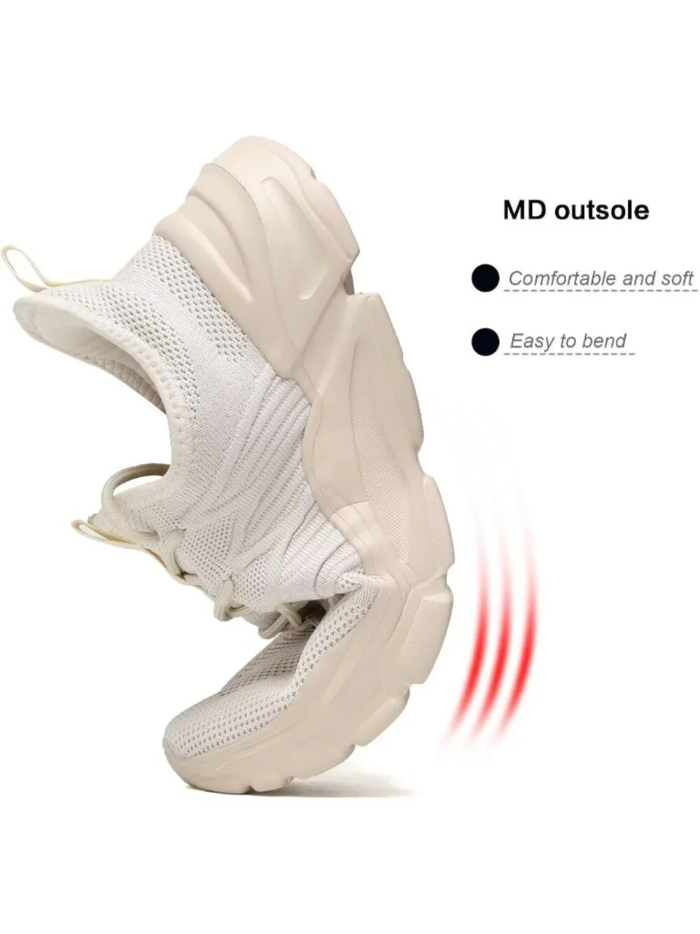 Men's Beige Running Shoes Non Slip Breathable Sneakers Slip Resistant Athletic